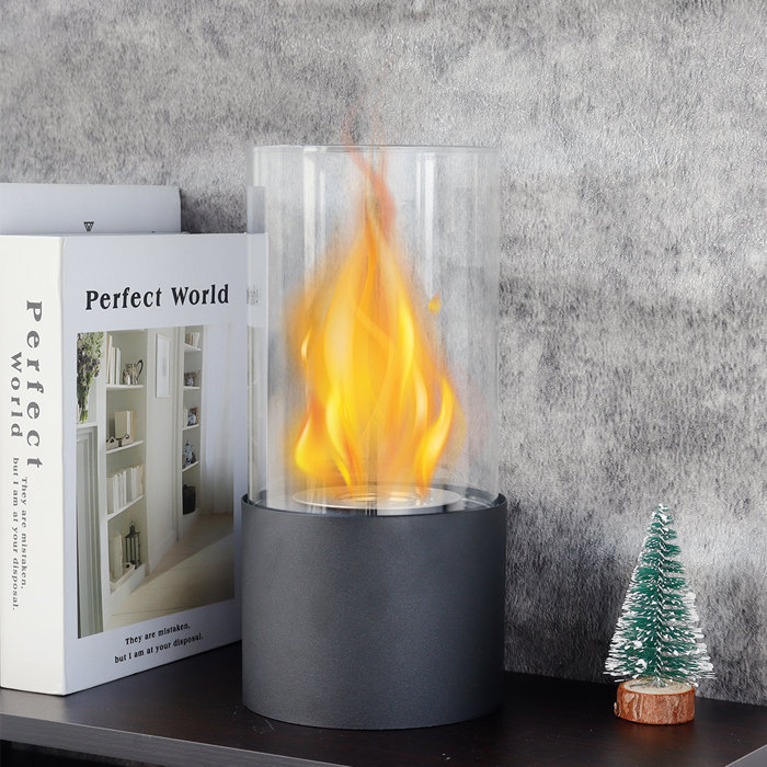 JHY DESIGN Metal BioEthanol Outdoor Tabletop Fireplace with Flame